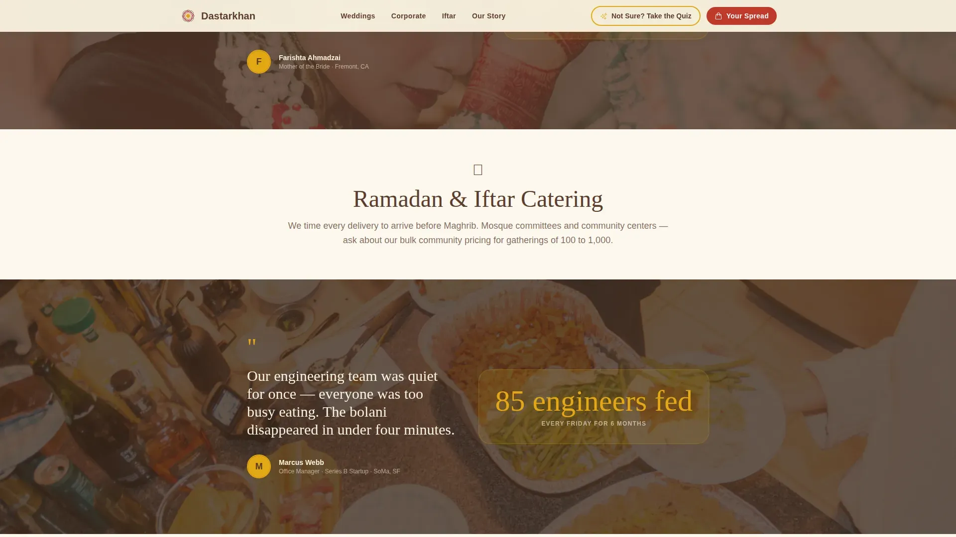 Middle Eastern Cuisine & Dining Specialist Portfolio Website Template