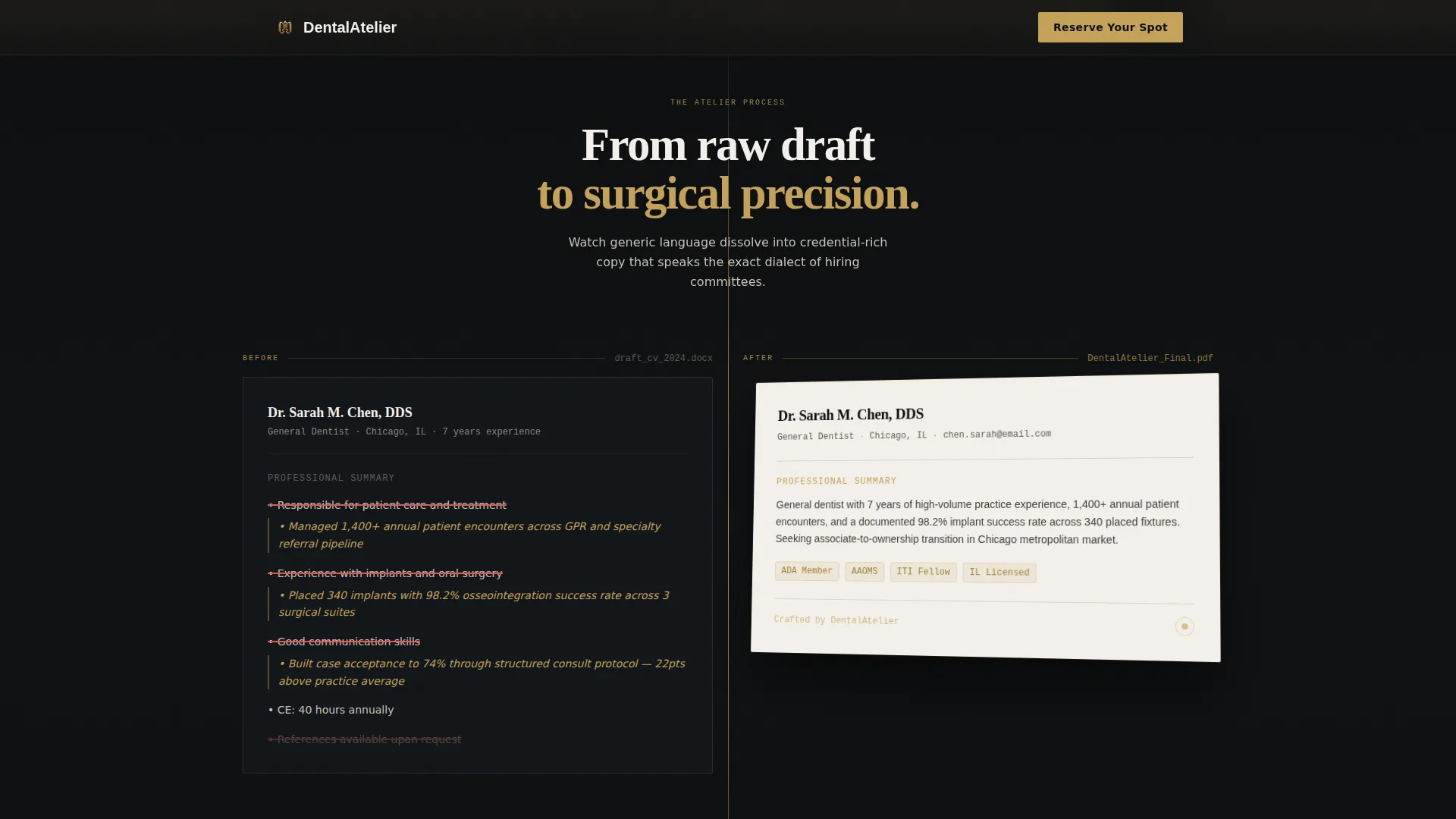 Dentist Resume Landing Page Template | Waitlist