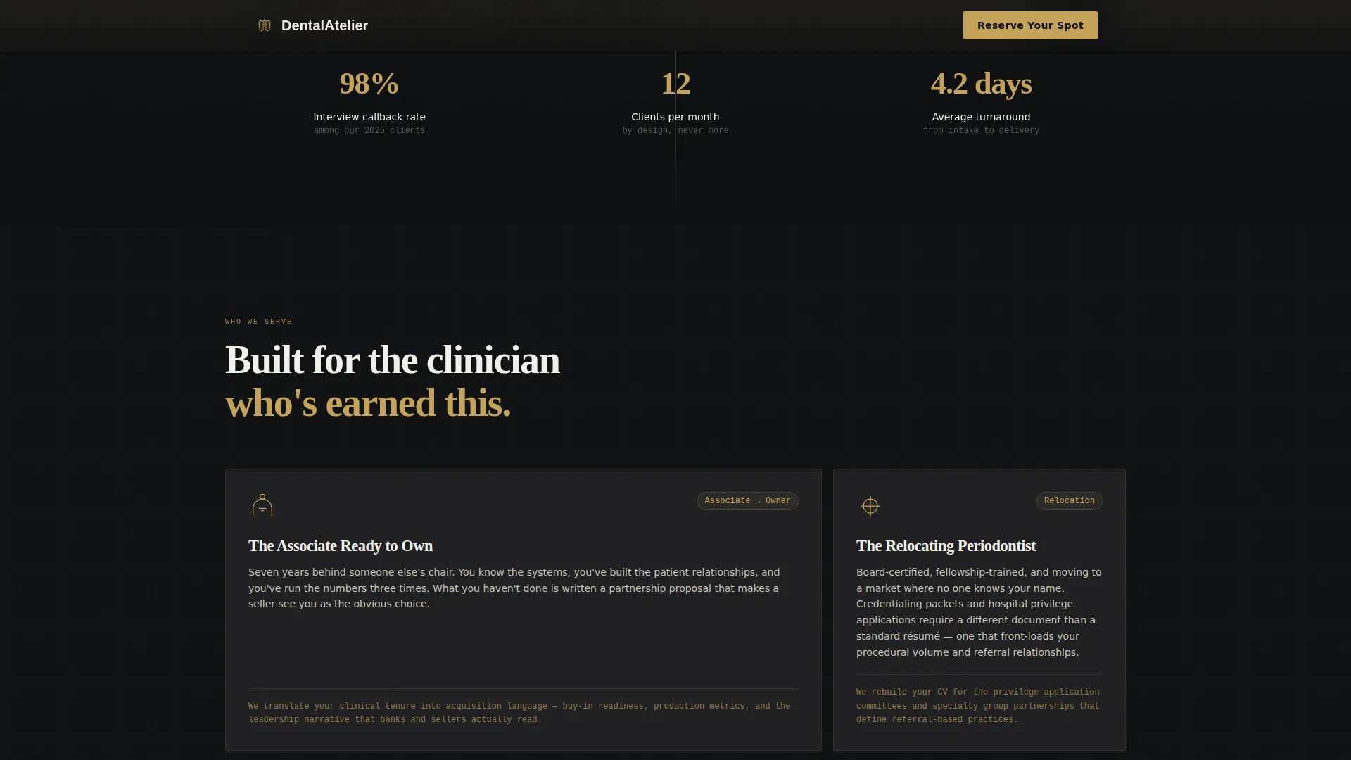 Dentist Resume Landing Page Template | Waitlist