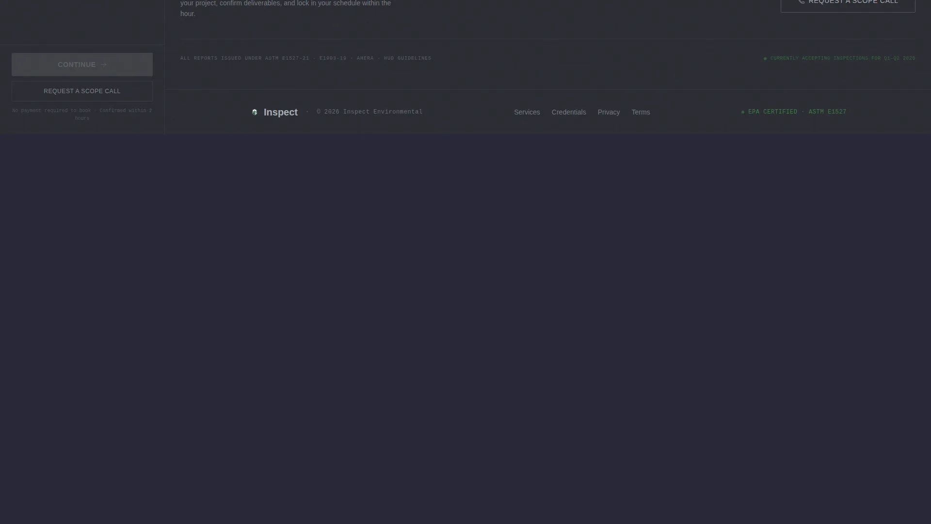 Environmental Inspector Booking Website Template