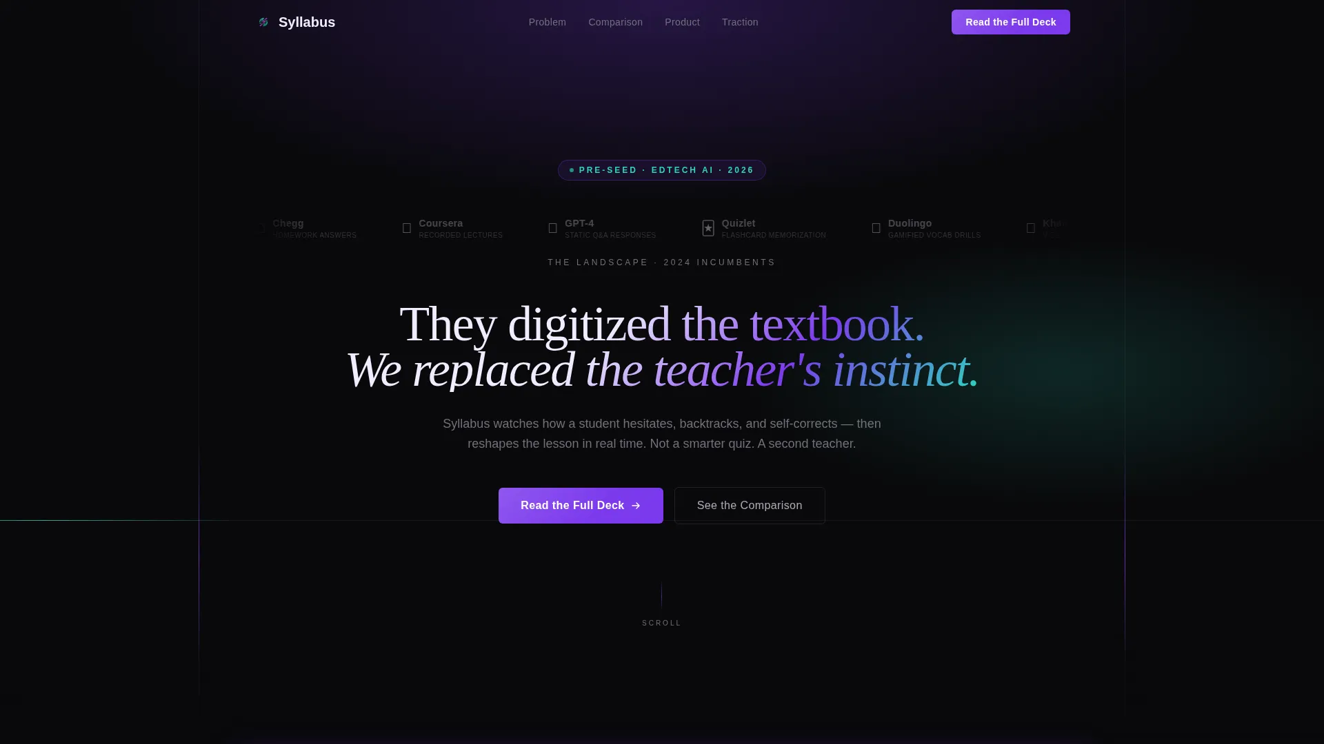 Edtech Pre-Seed Investor Landing Page Template