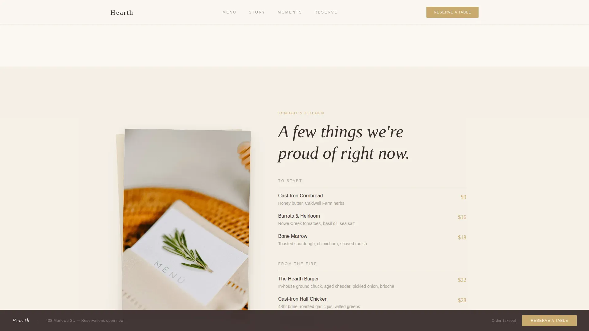 American Casual Dining Restaurant Landing Page Template