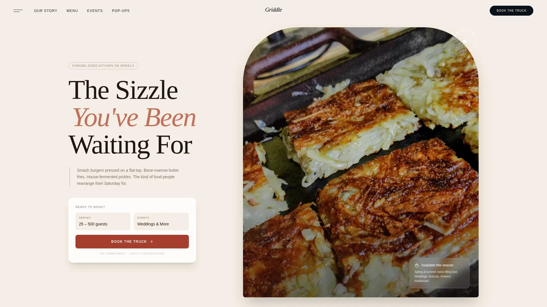 Haute Craft American Food Truck Landing Page Template
