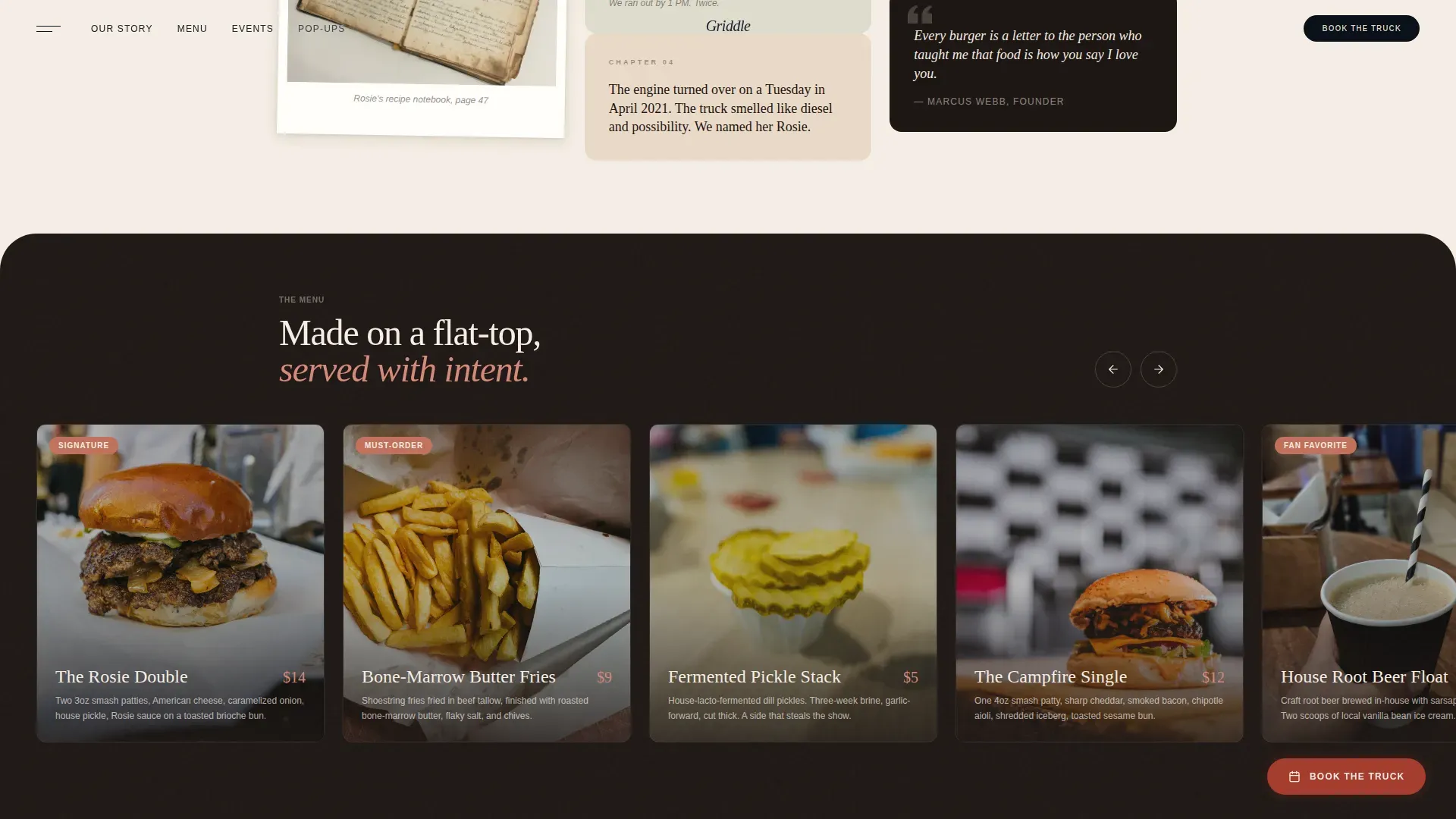 Haute Craft American Food Truck Landing Page Template