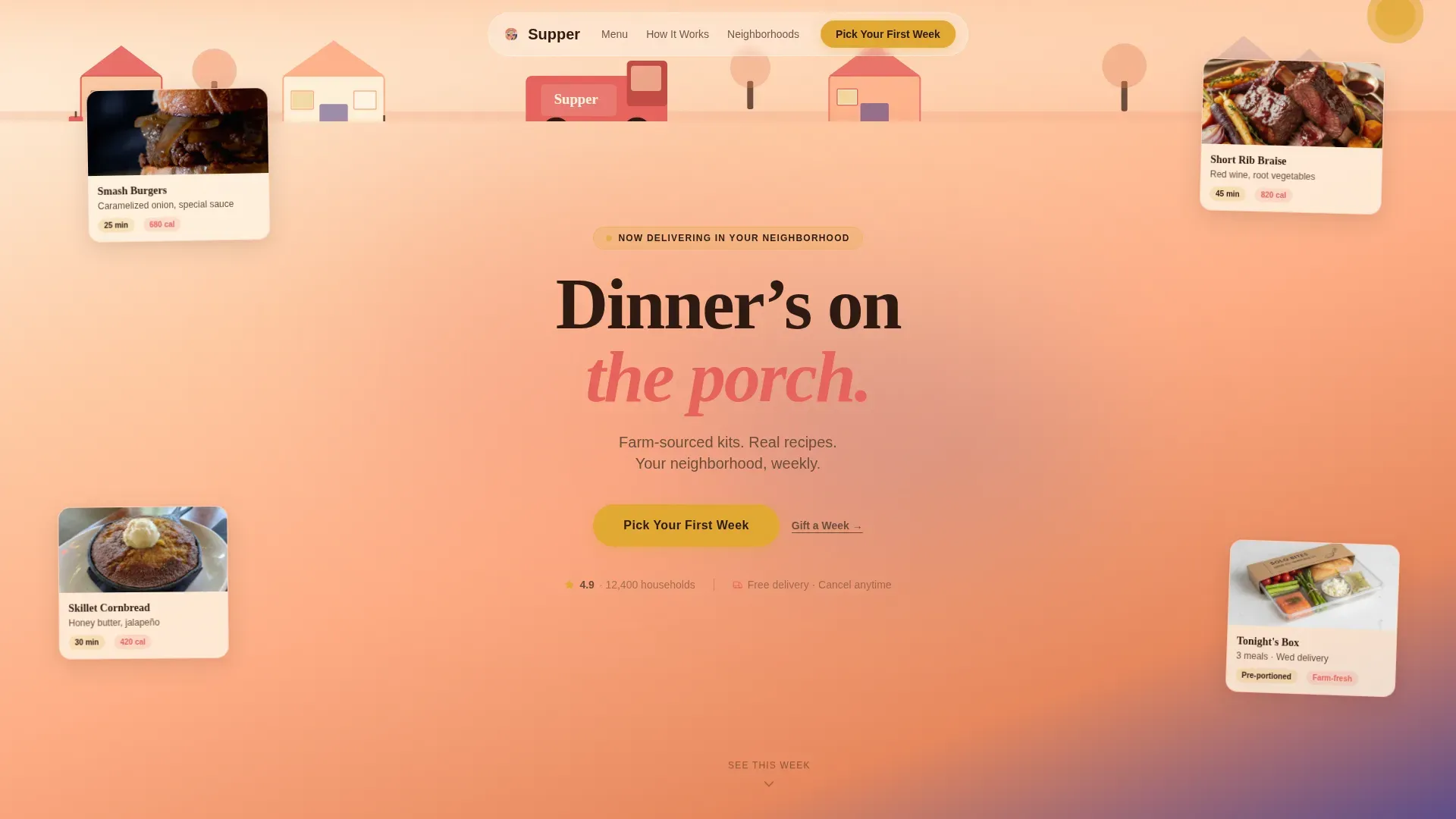 Neo-Retro Meal Kit Delivery Landing Page Template
