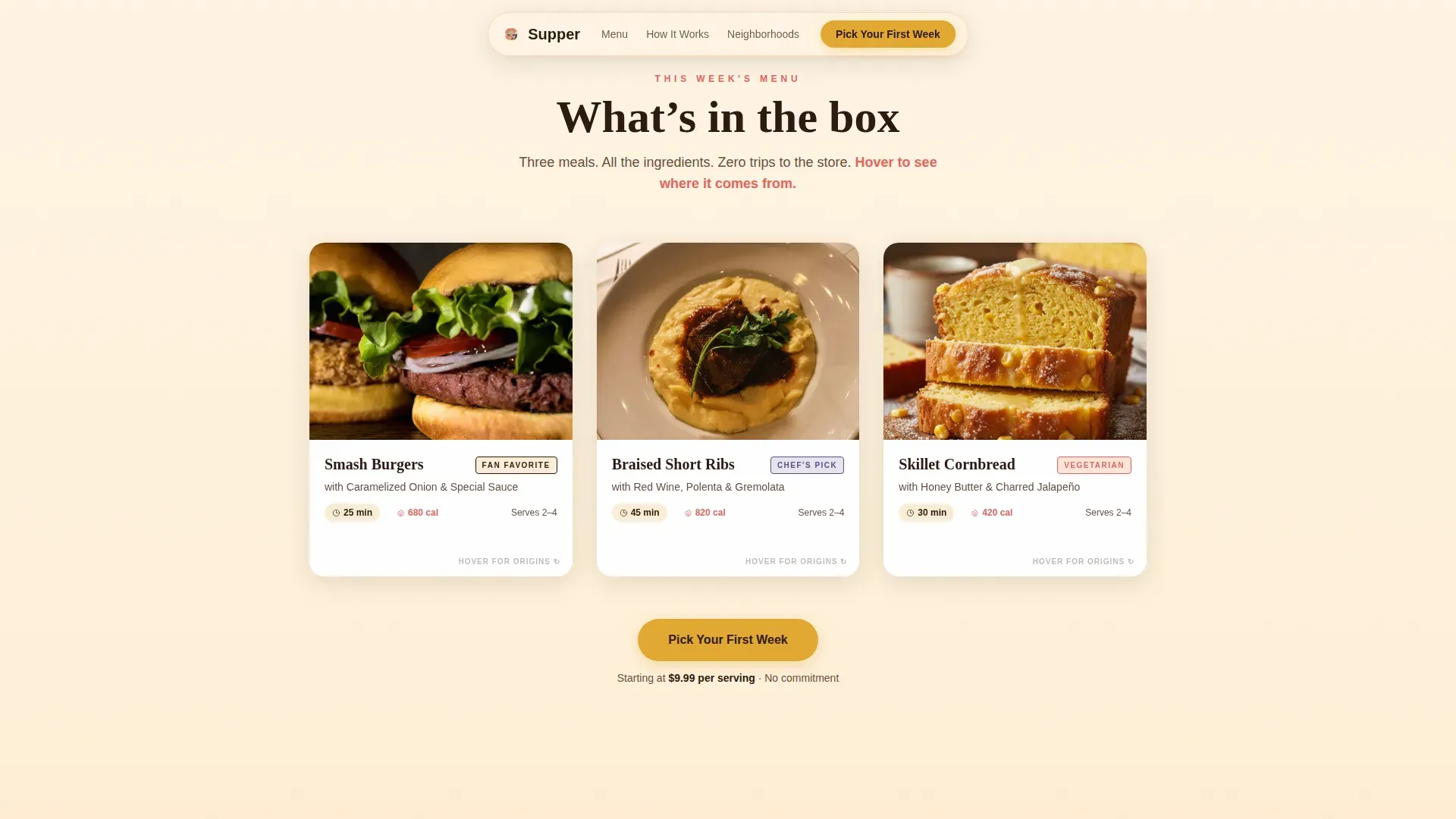 Neo-Retro Meal Kit Delivery Landing Page Template