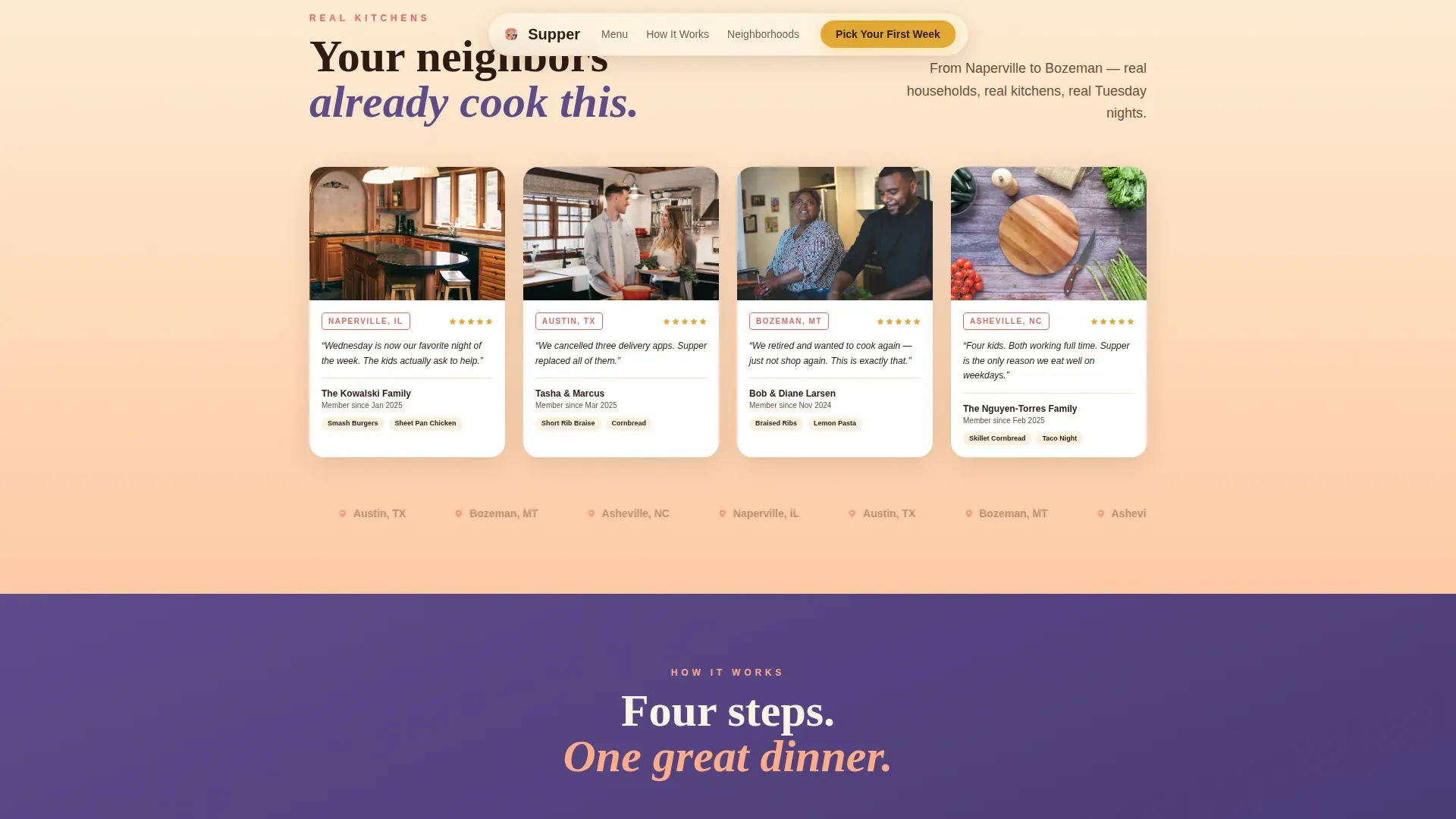Neo-Retro Meal Kit Delivery Landing Page Template