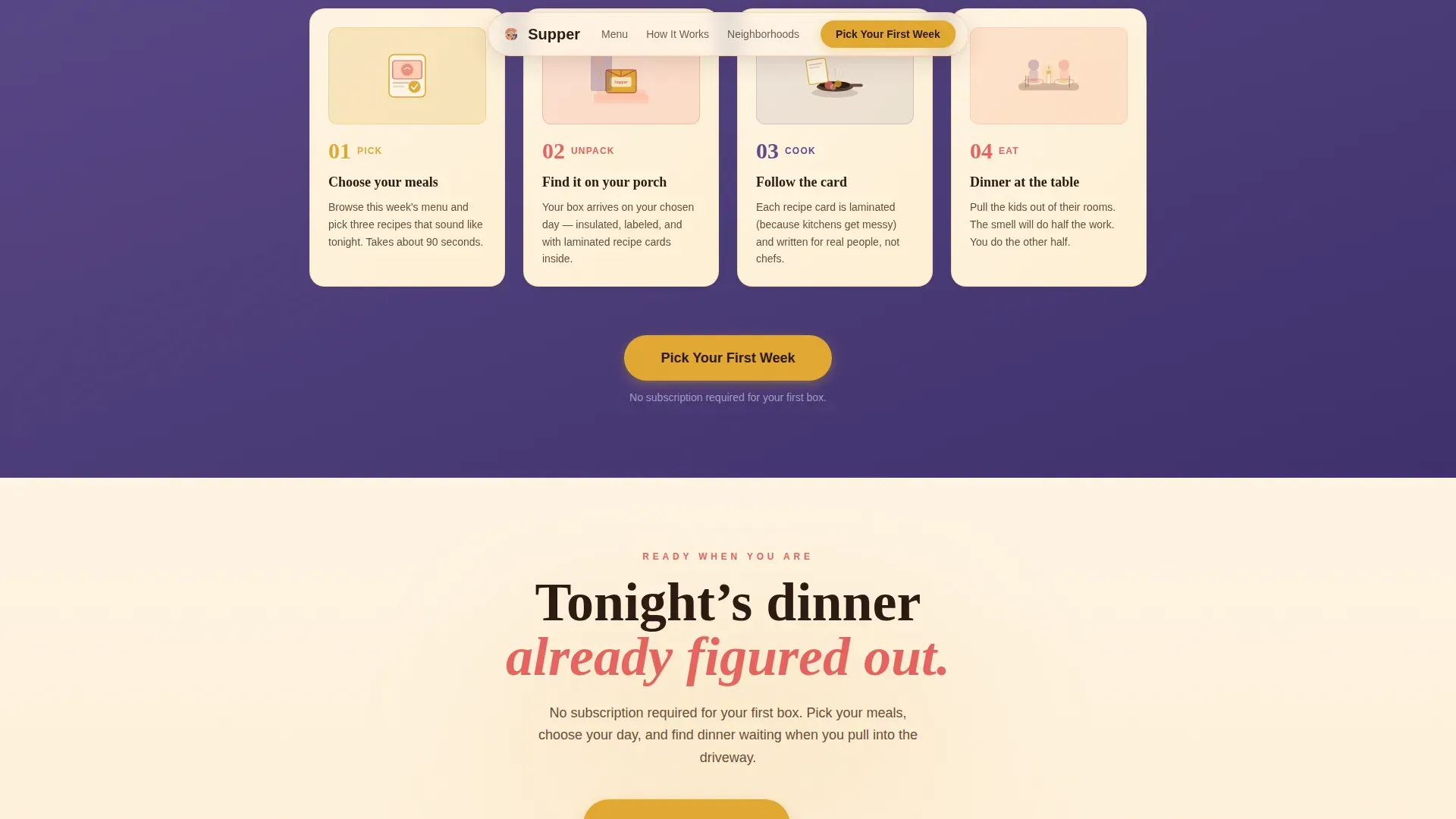 Neo-Retro Meal Kit Delivery Landing Page Template