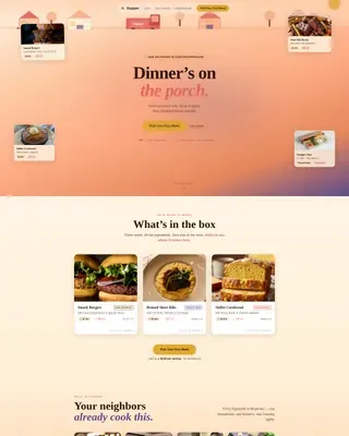Neo-Retro Meal Kit Delivery Landing Page Template