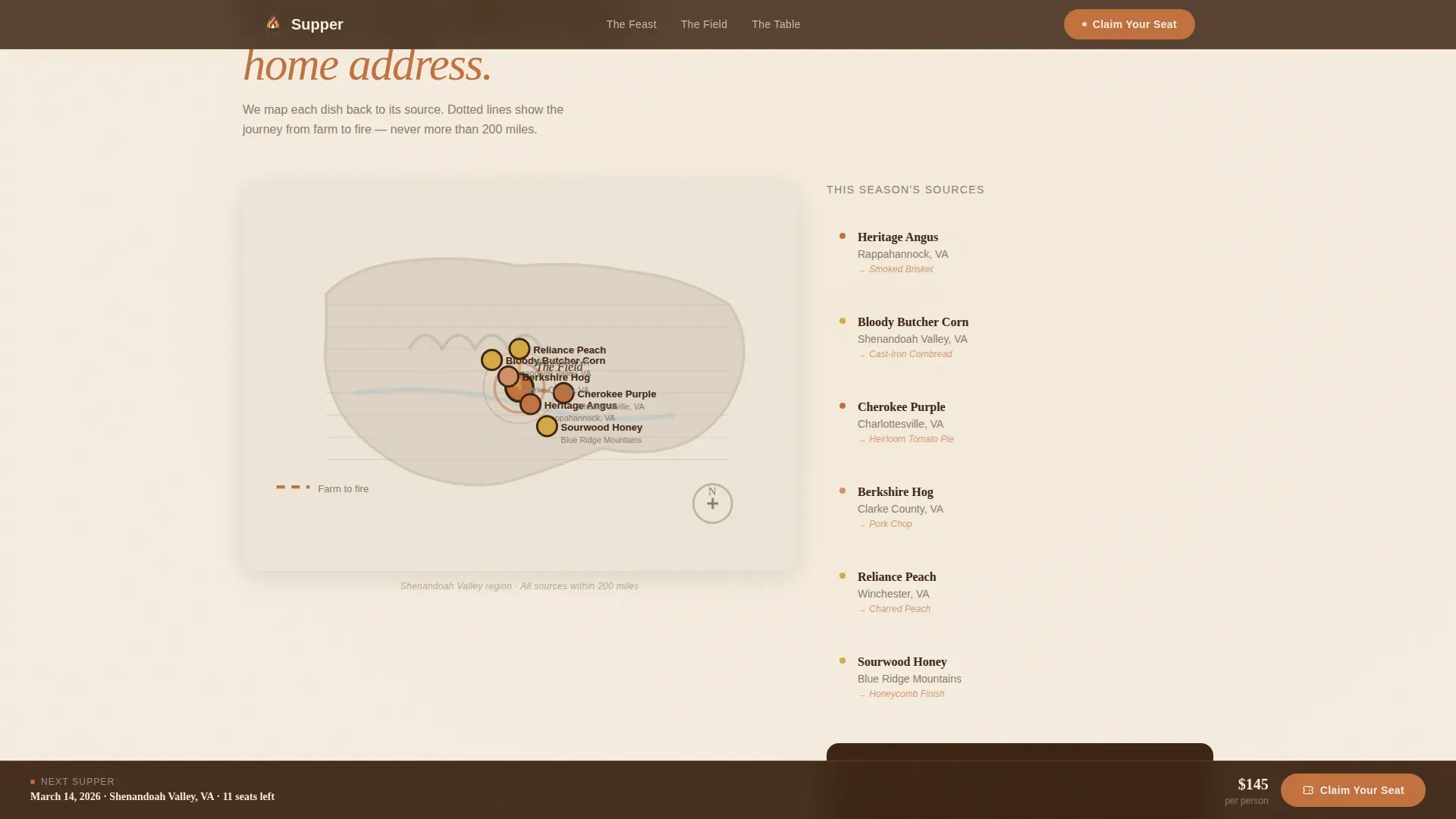 Agrarian Root American Pop-Up Restaurant Landing Page