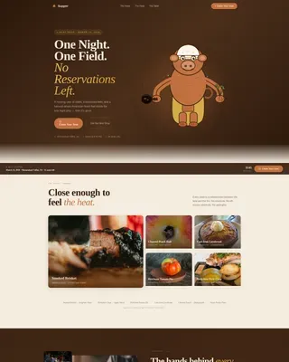 Agrarian Root American Pop-Up Restaurant Landing Page
