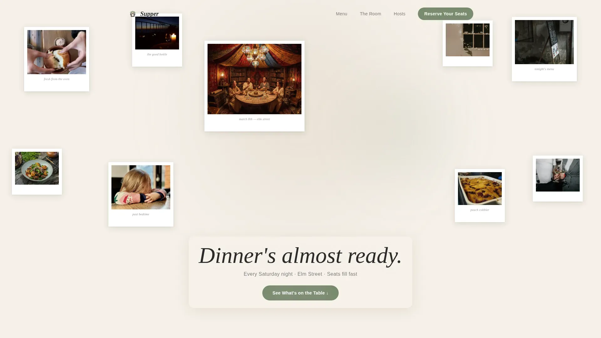 Pastoral Charm American Supper Club Landing Page