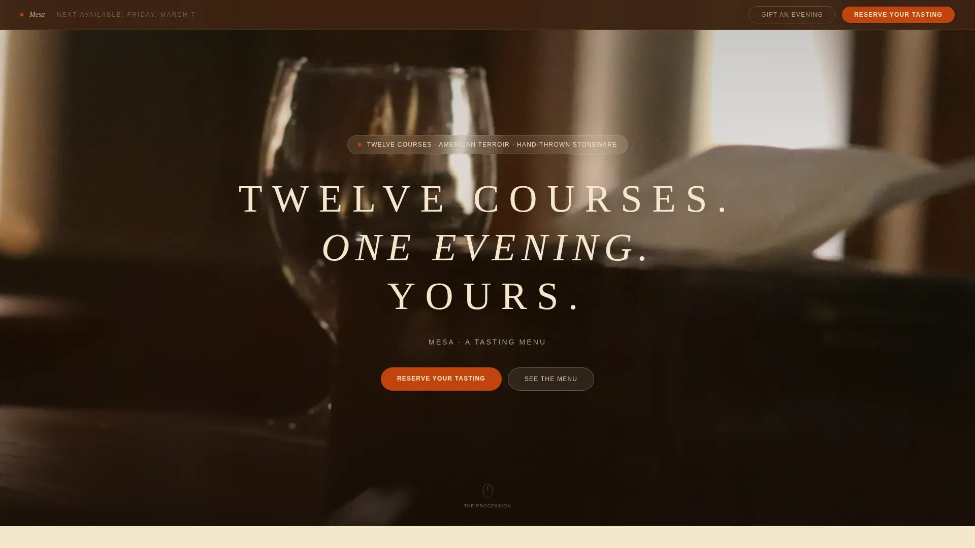 Artisan American Tasting Menu Landing Page Template