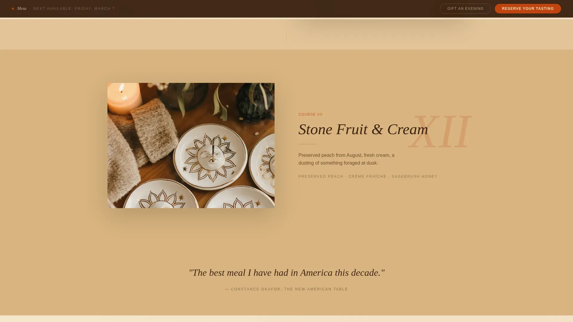 Artisan American Tasting Menu Landing Page Template