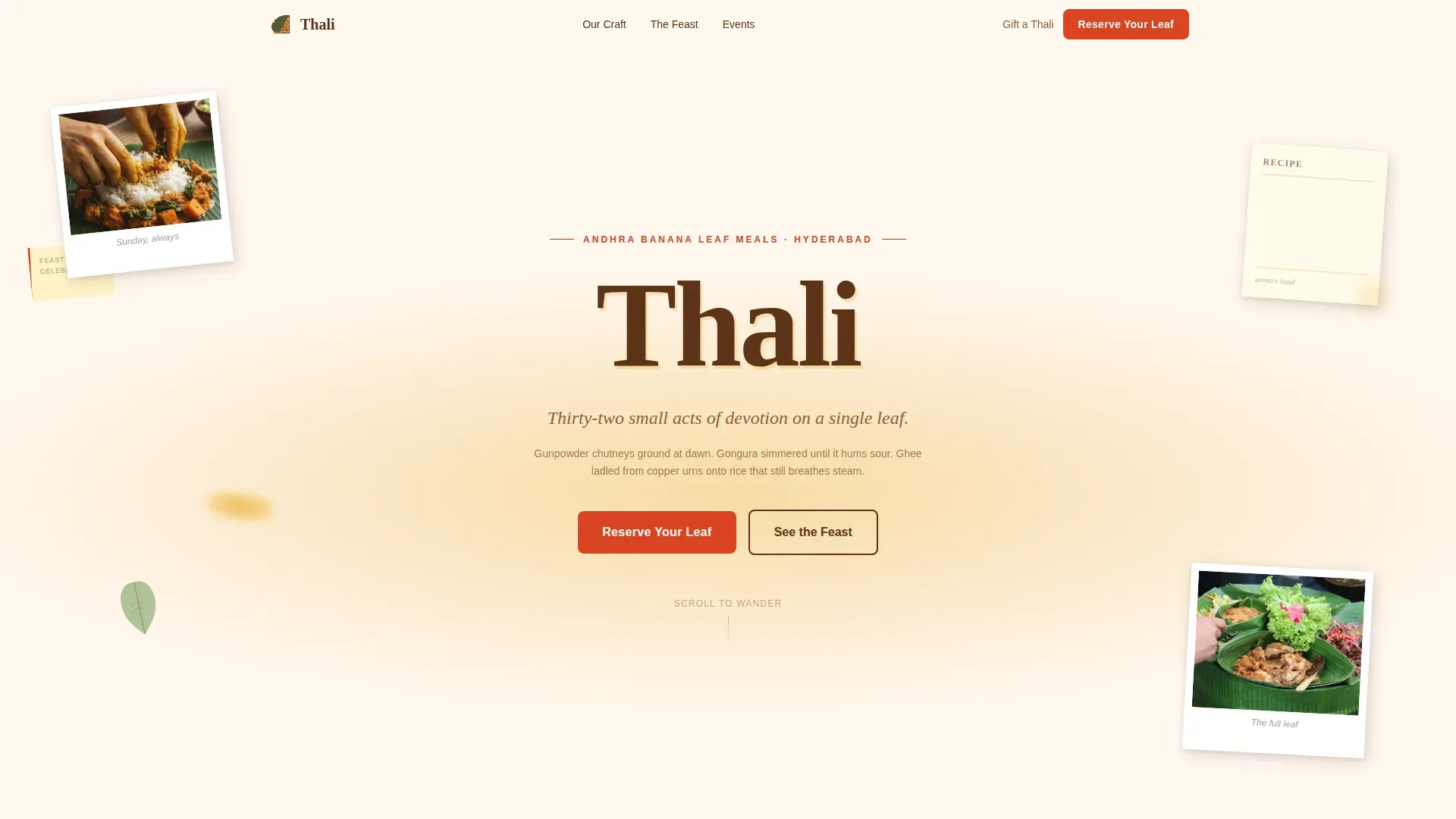 Andhra Meals Restaurant Landing Page Template