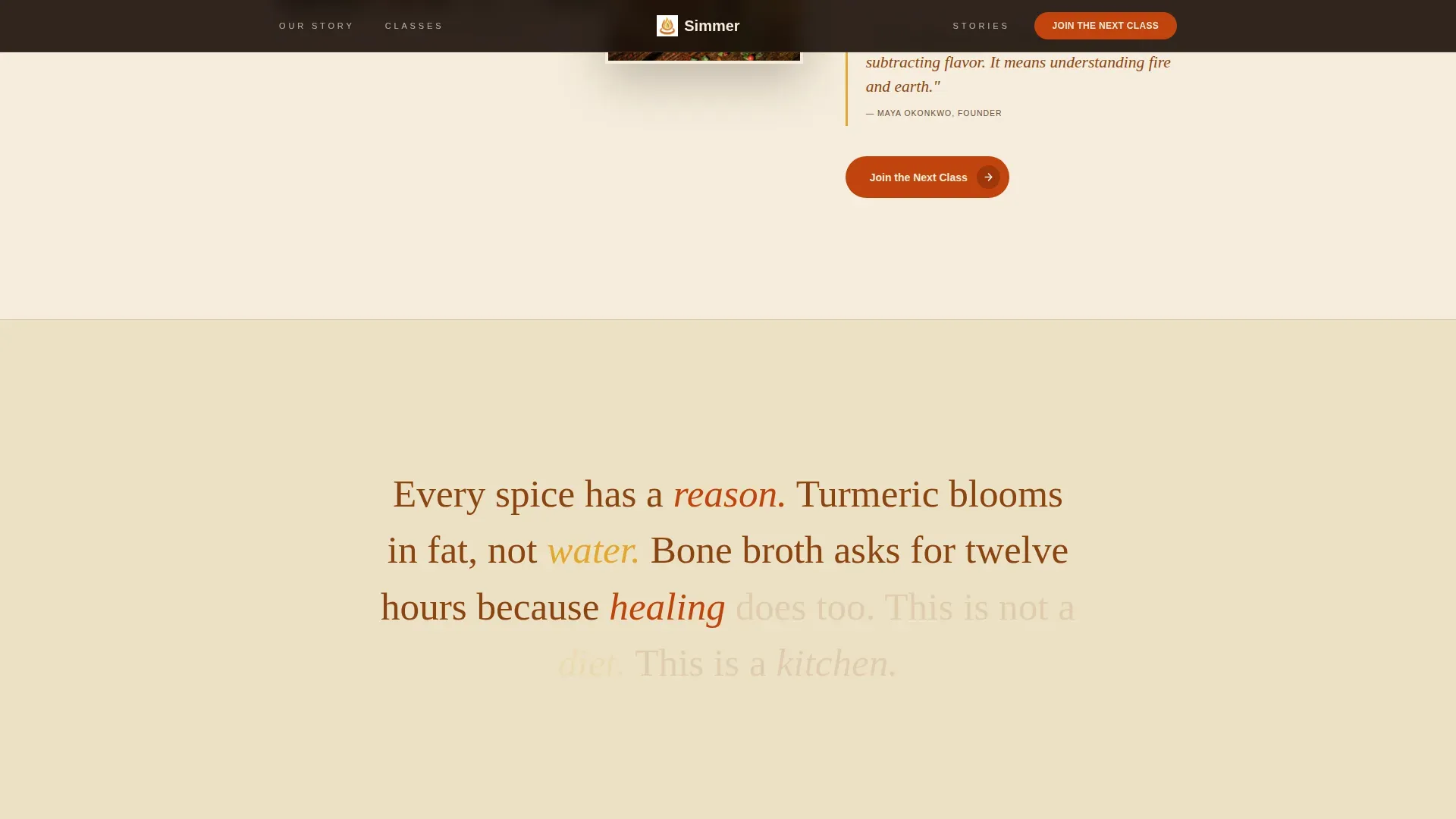 Cooking Class Enrollment | Free Website Template | Rocket