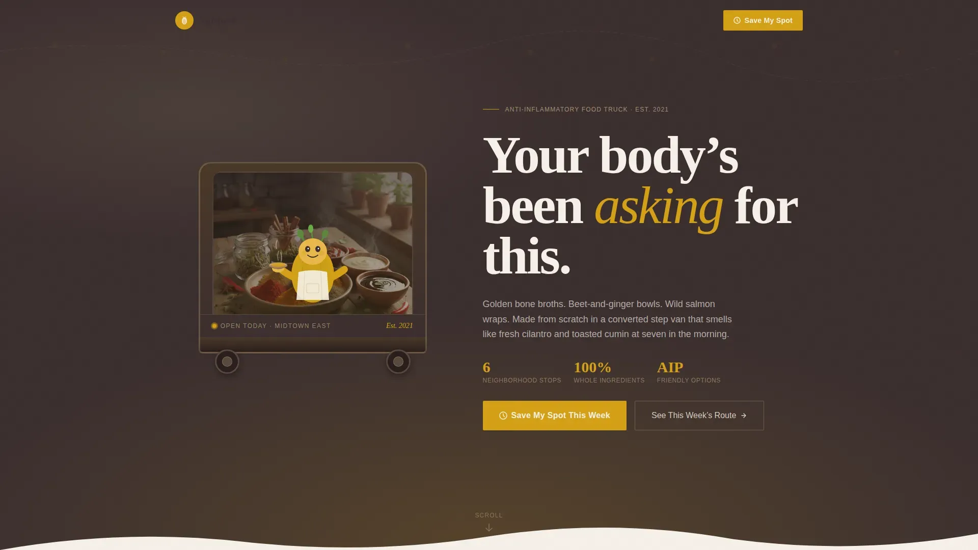 Food Truck Ordering | Free Website Template | Rocket