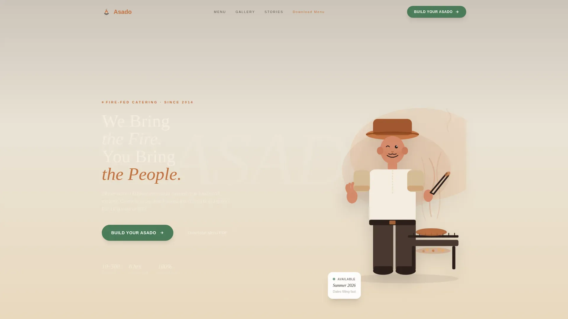 Fire-Roasted Argentinian Catering Landing Page Template