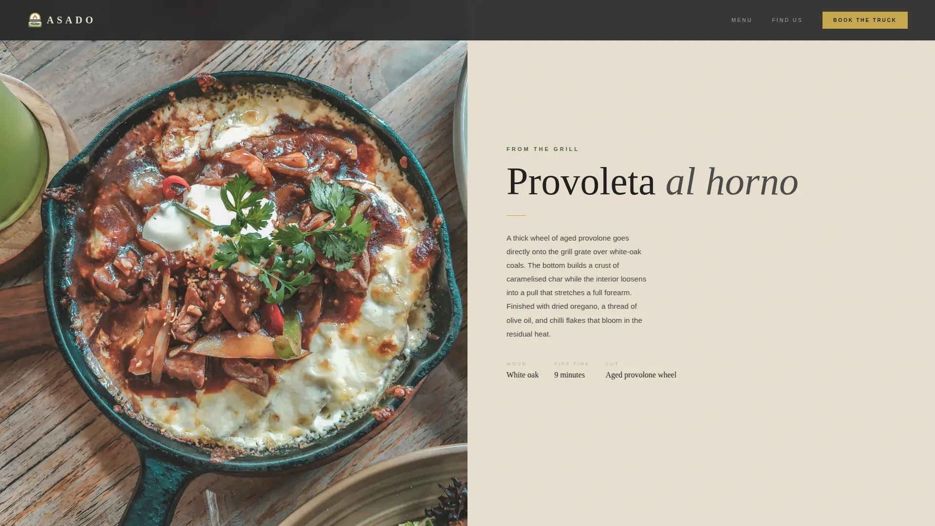 Oak-Fired Argentinian Food Truck Landing Page Template