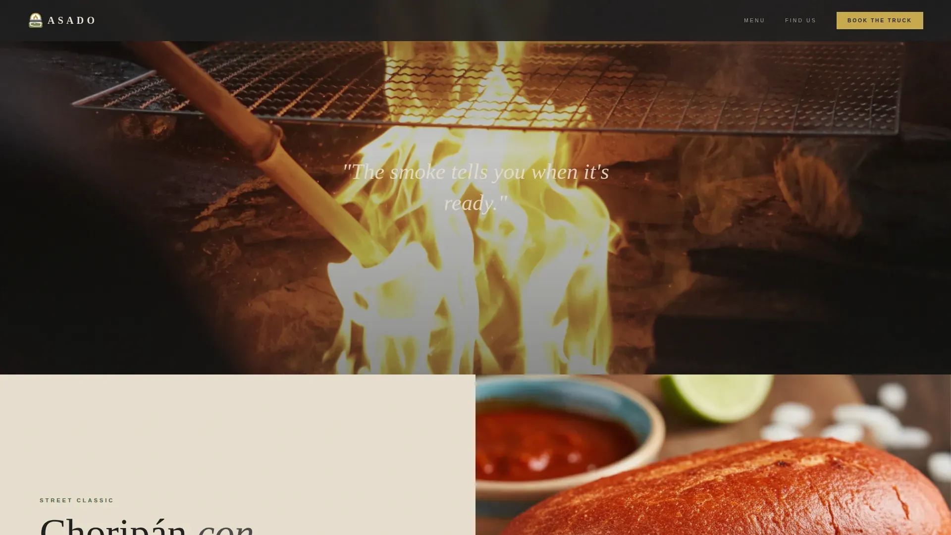 Oak-Fired Argentinian Food Truck Landing Page Template