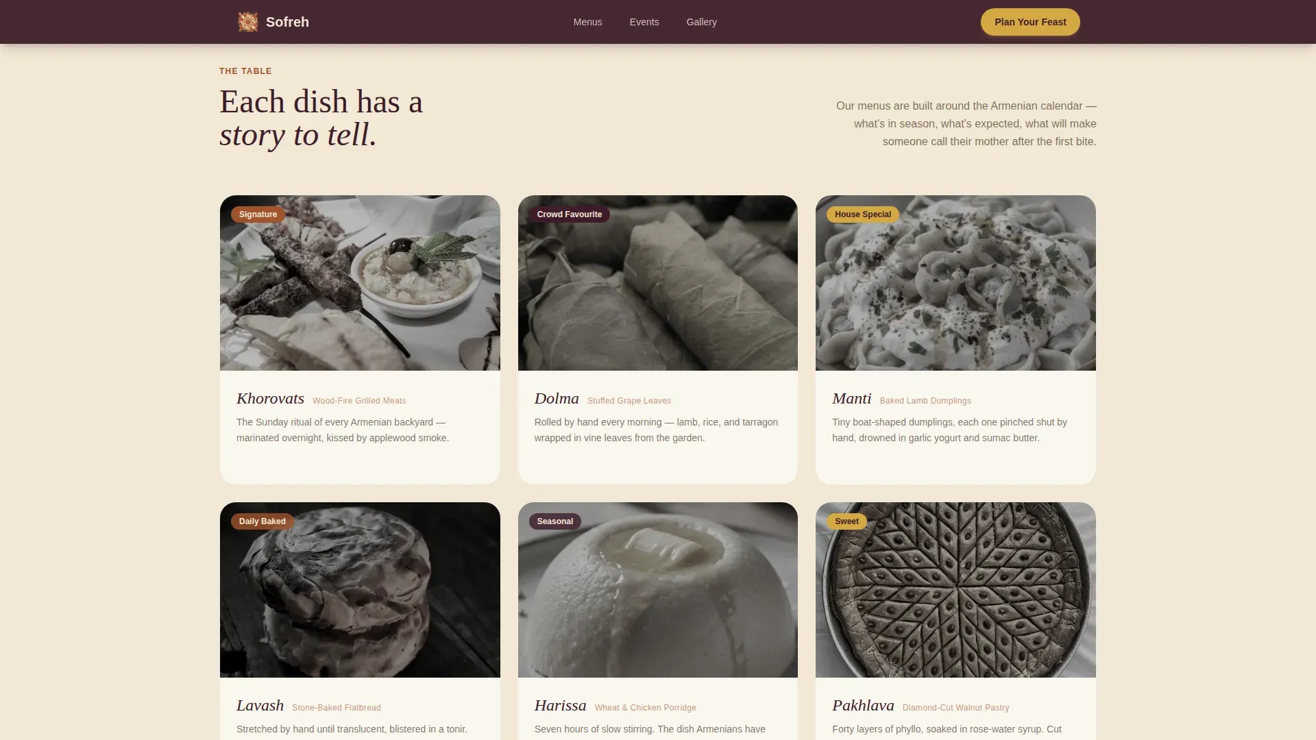 Authentic Armenian Catering | Free Website Template | Rocket