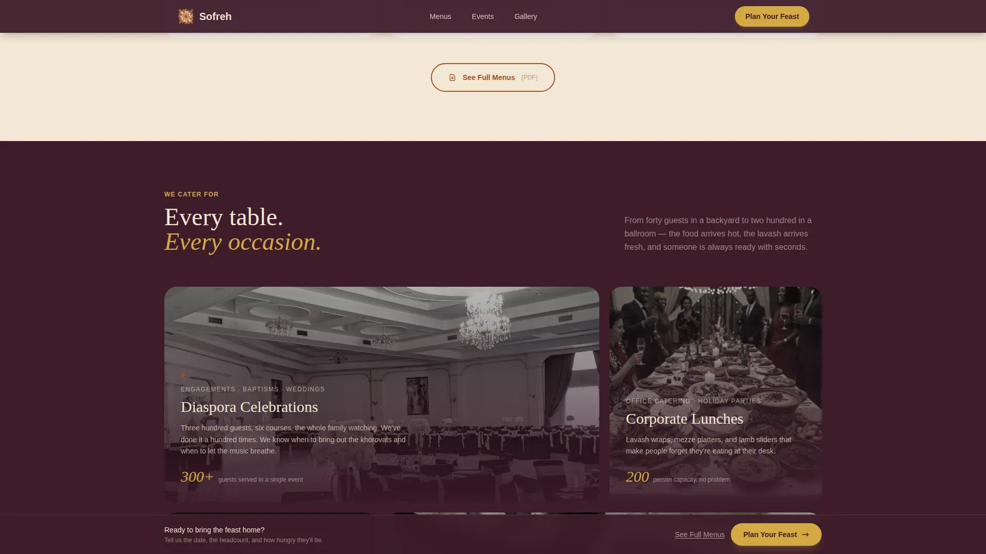 Authentic Armenian Catering | Free Website Template | Rocket
