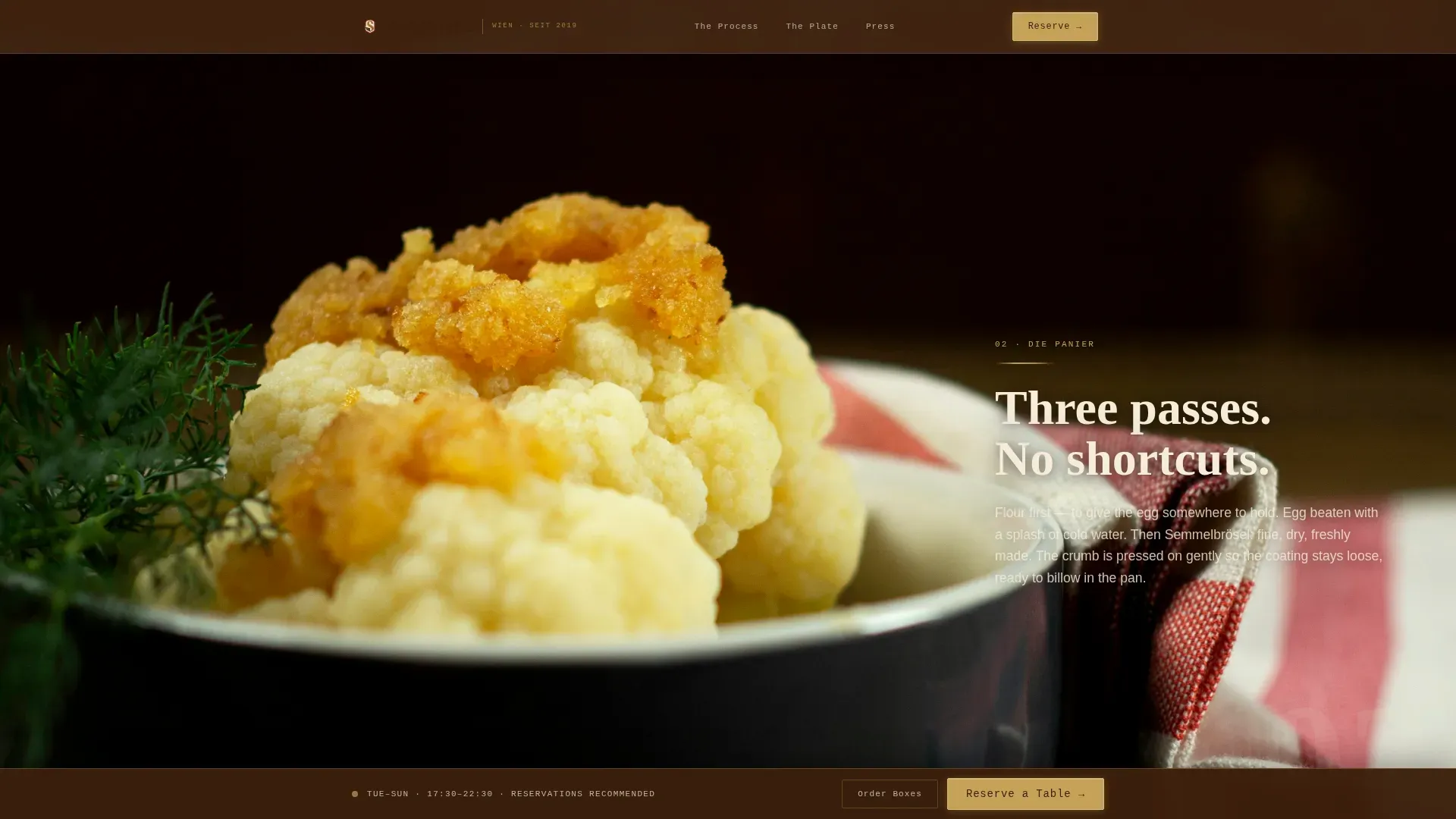 Neo-Retro Austrian Wiener Schnitzel Restaurant Landing Page