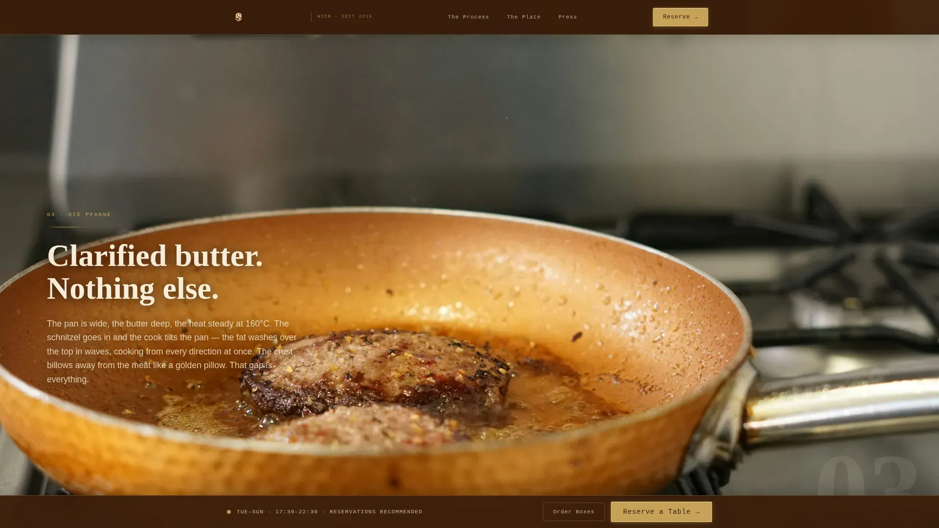 Neo-Retro Austrian Wiener Schnitzel Restaurant Landing Page