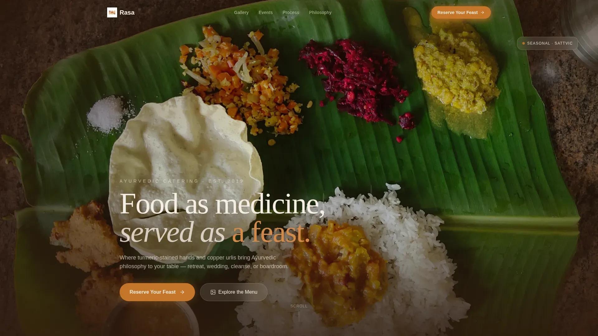Artisan Ayurvedic Catering | Free Website Template | Rocket