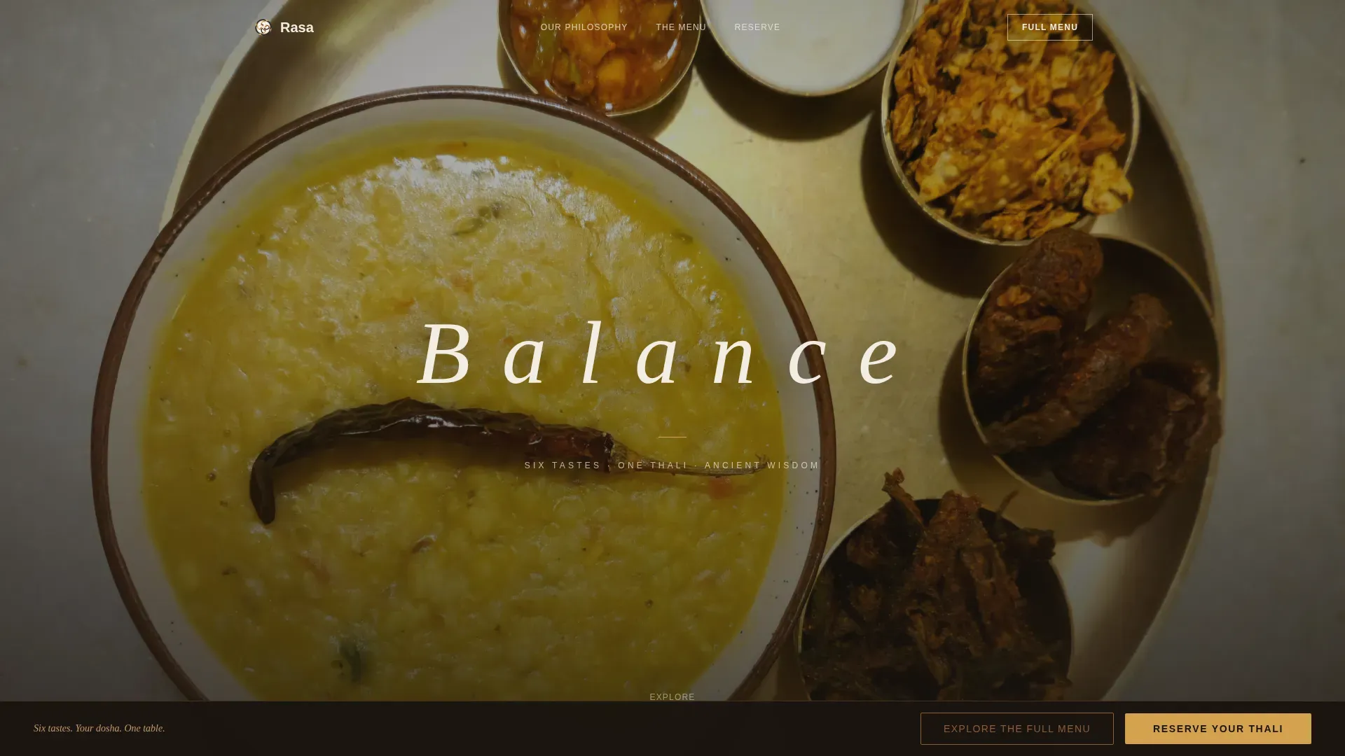 Refined Ayurveda Dining | Free Website Template | Rocket
