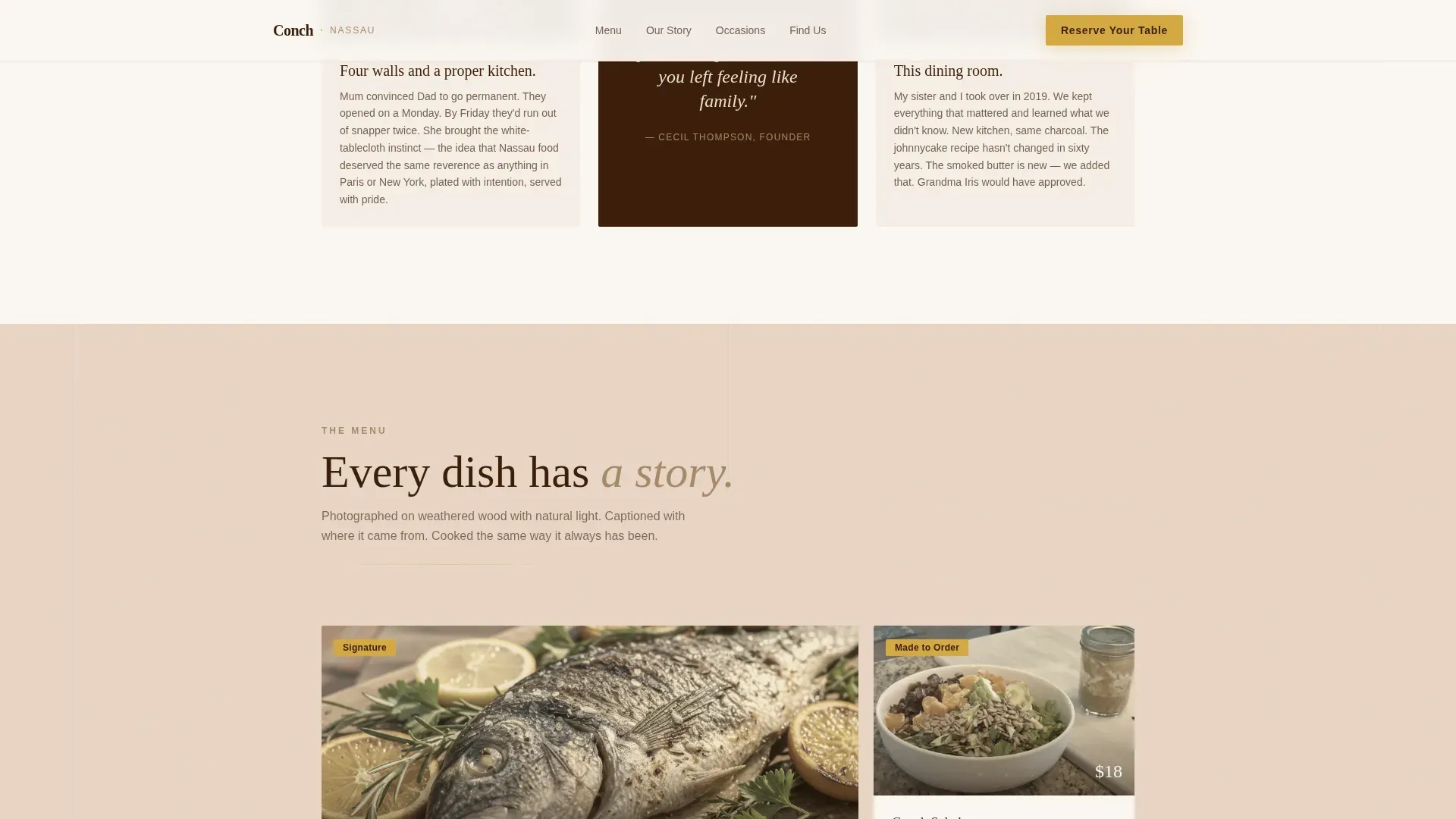 Premium Bahamian Restaurant | Free Website Template | Rocket