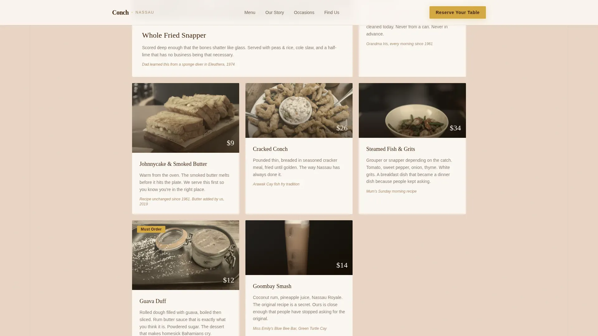 Premium Bahamian Restaurant | Free Website Template | Rocket