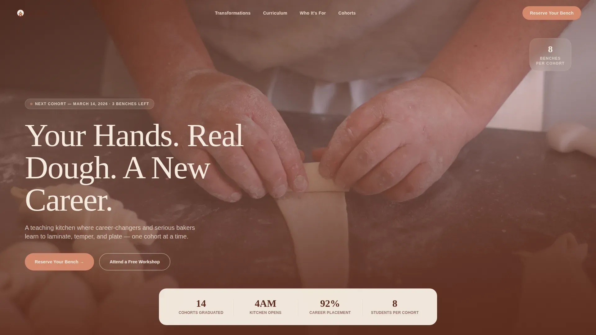 Artisan Pastry Academy Landing Page Template