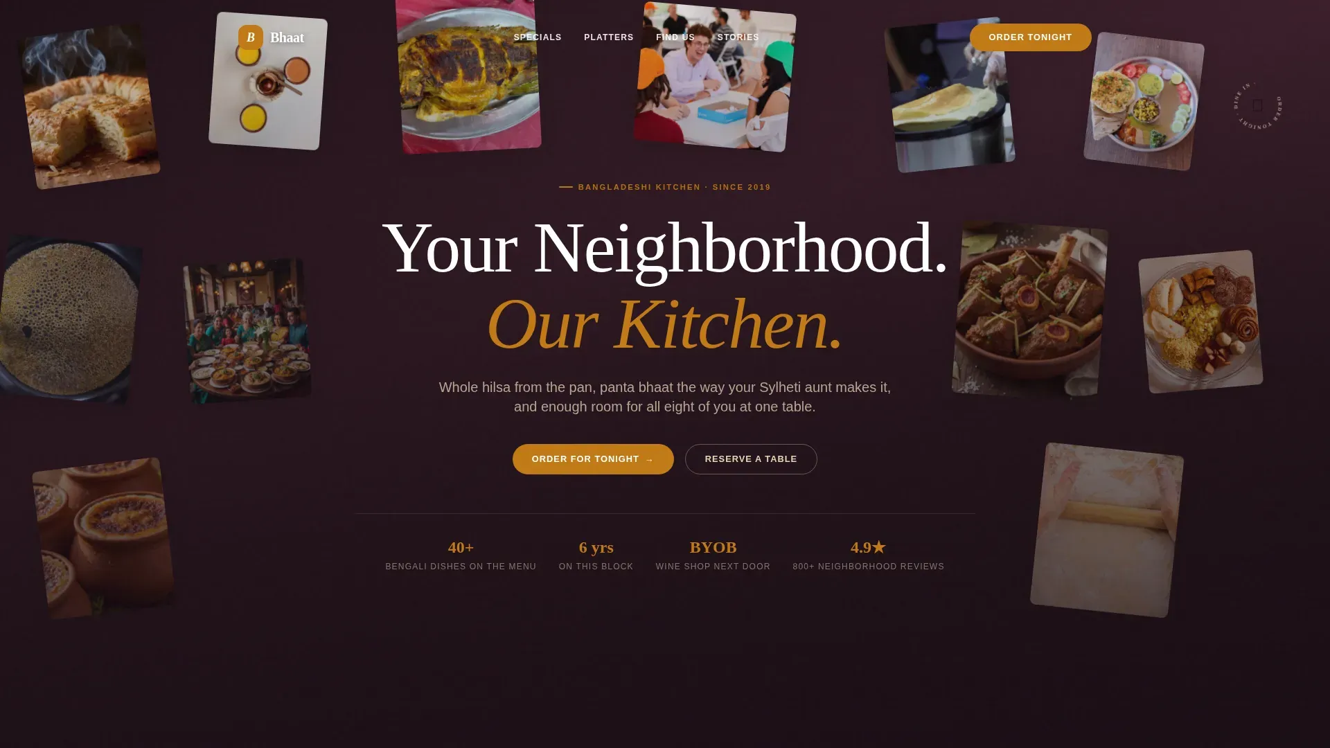 Neighborhood Bengali Restaurant | Free Website Template | Rocket