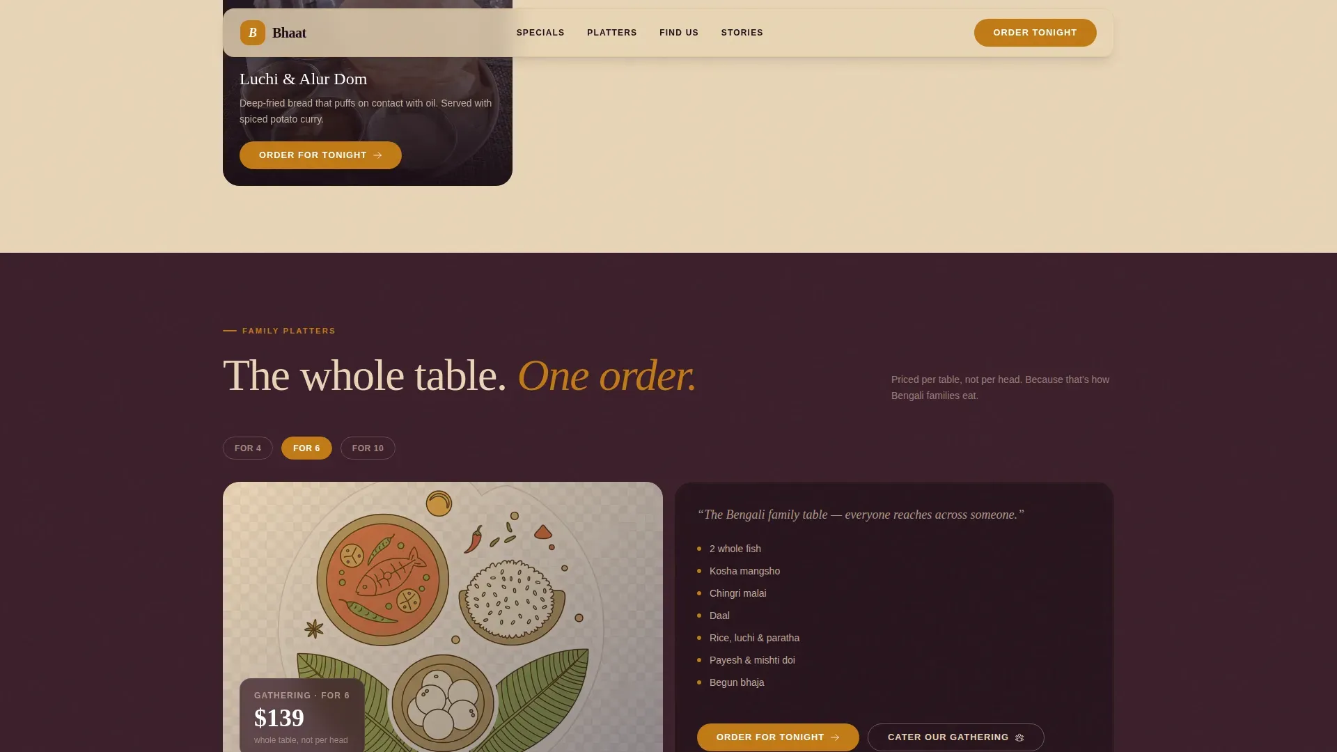 Neighborhood Bengali Restaurant | Free Website Template | Rocket