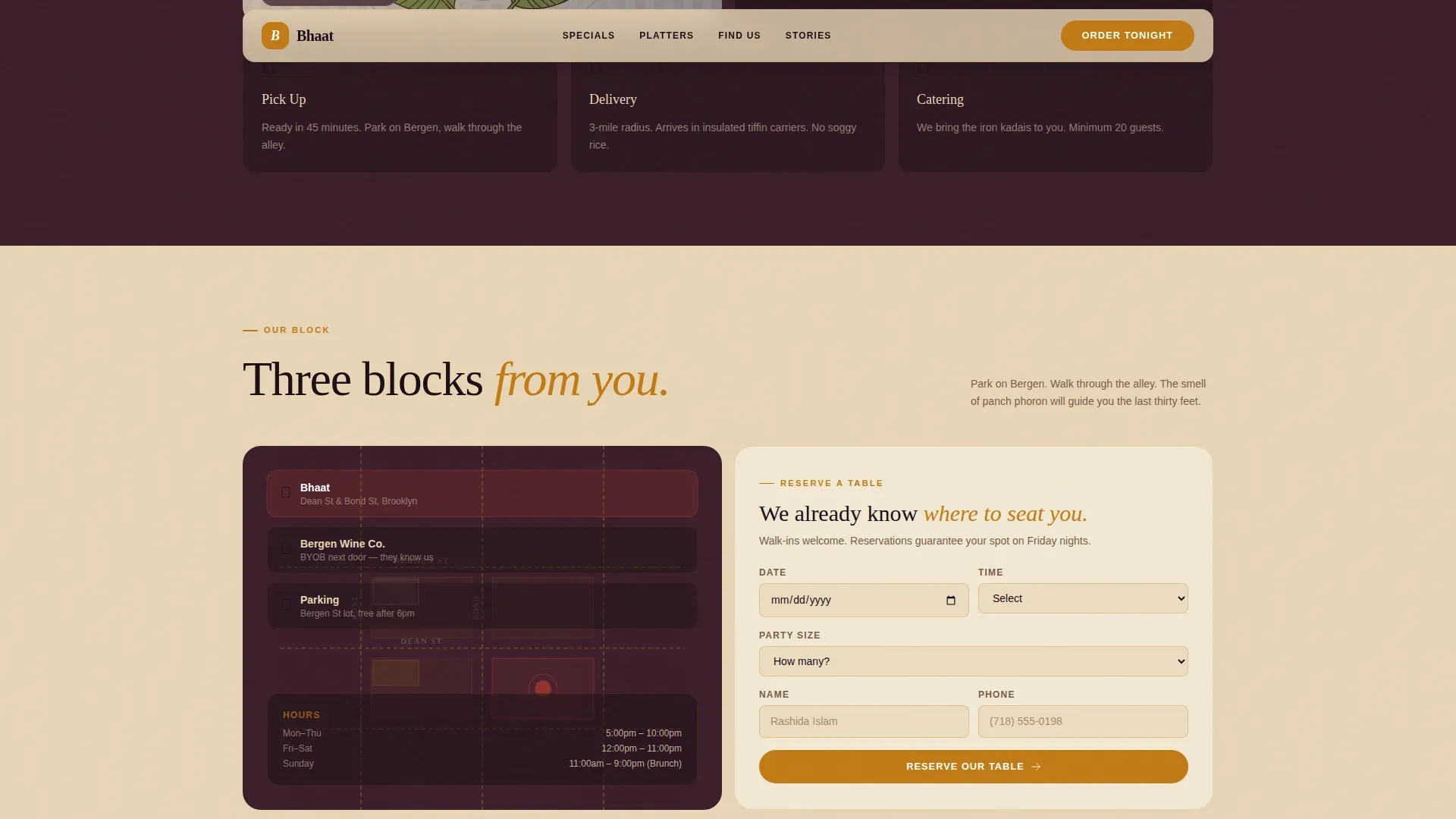 Neighborhood Bengali Restaurant | Free Website Template | Rocket