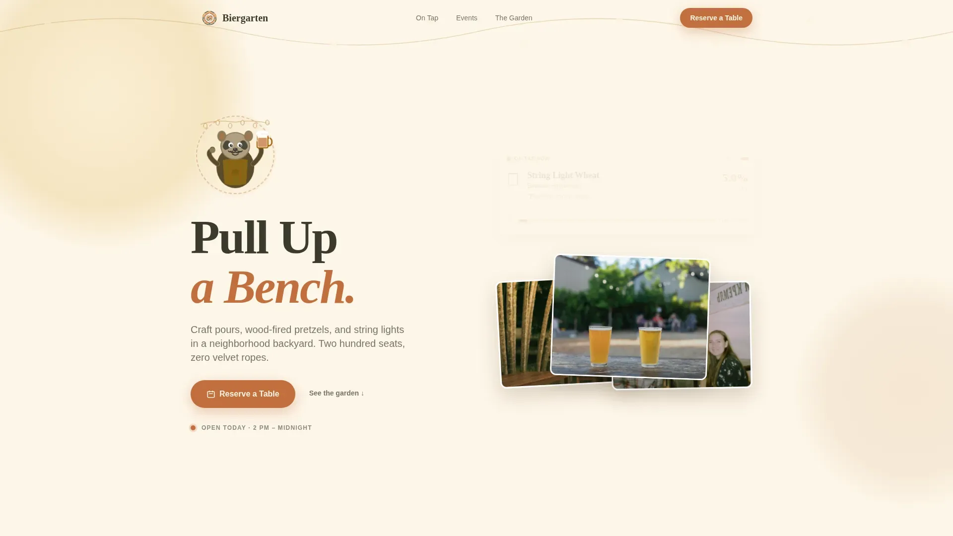 Authentic Beer Garden Landing Page Template