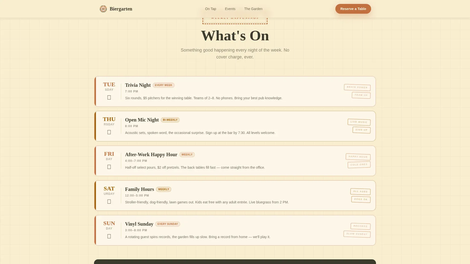 Authentic Beer Garden Landing Page Template