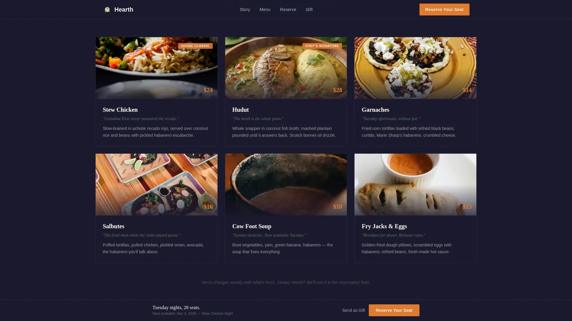 Authentic Belizean Dining | Free Website Template | Rocket