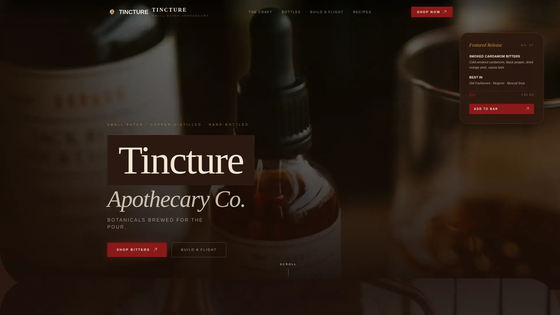 Premium Botanical Spirits Landing Page Template