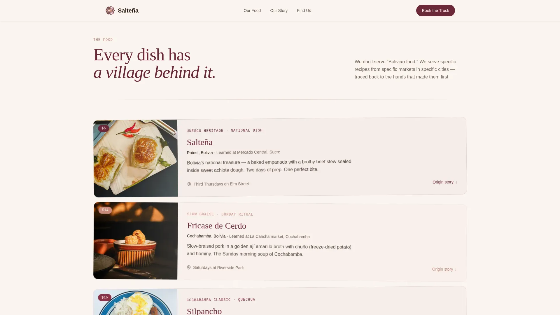 Rapid Bolivian Cuisine | Free Website Template | Rocket