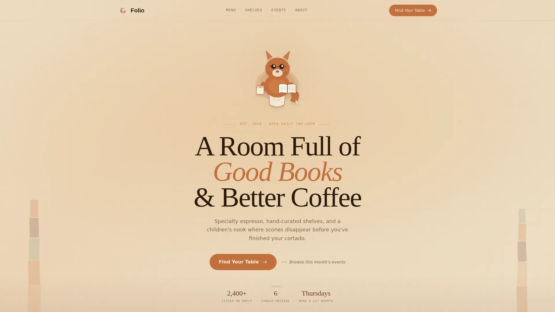 Literary Book Café & Reading Experience Website Template