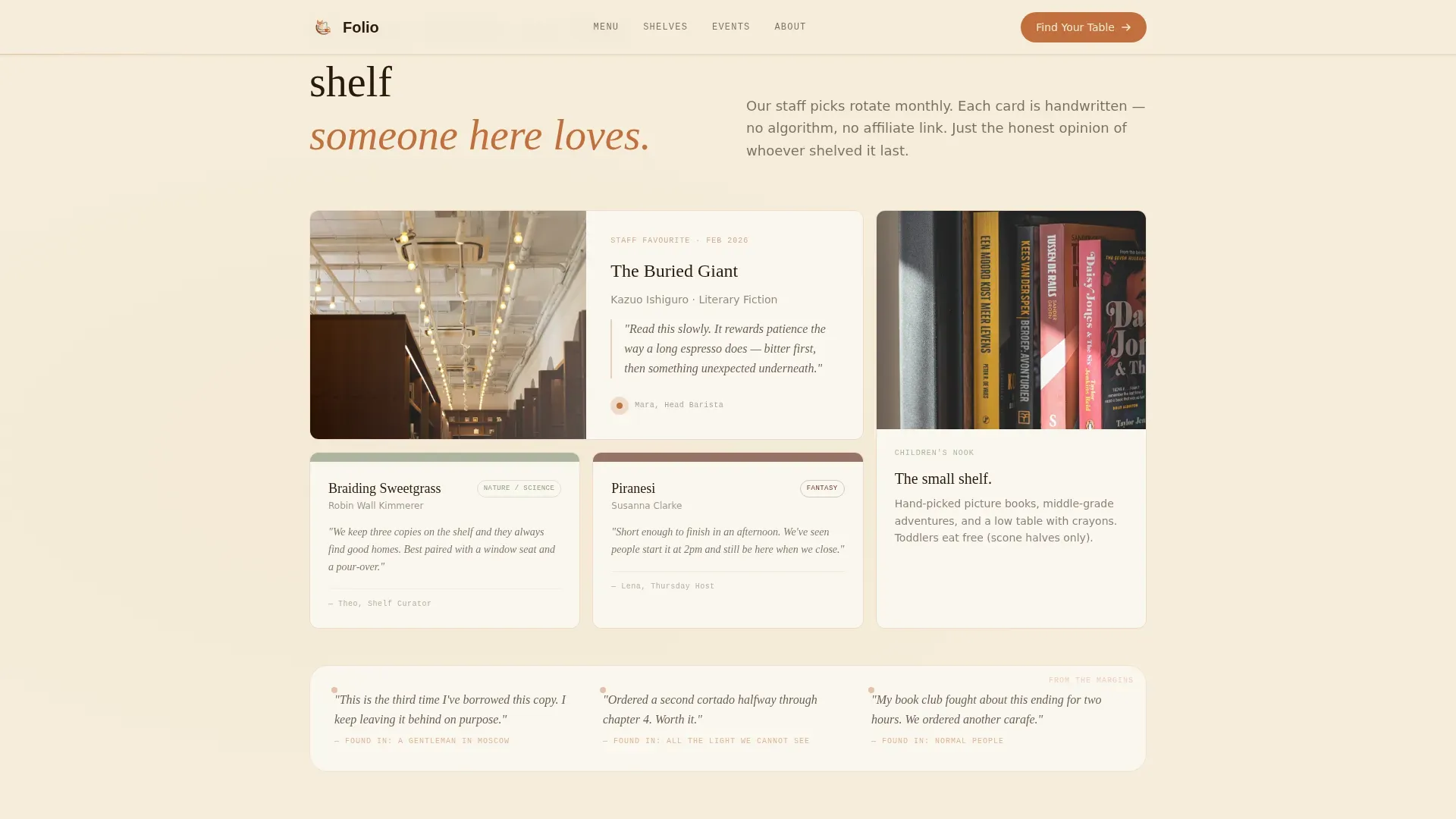 Literary Book Café & Reading Experience Website Template
