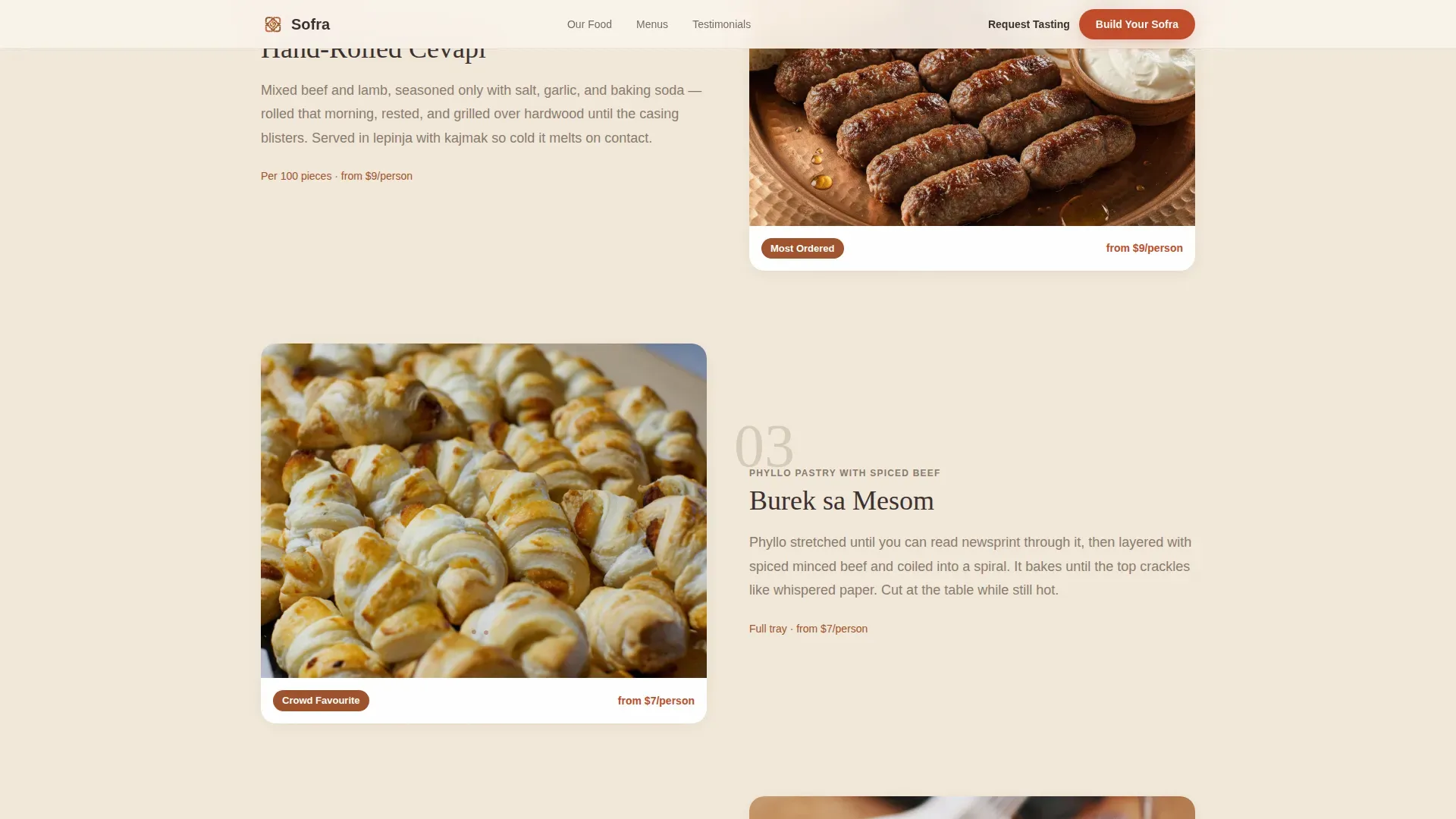 Authentic Bosnian Catering Landing Page Template