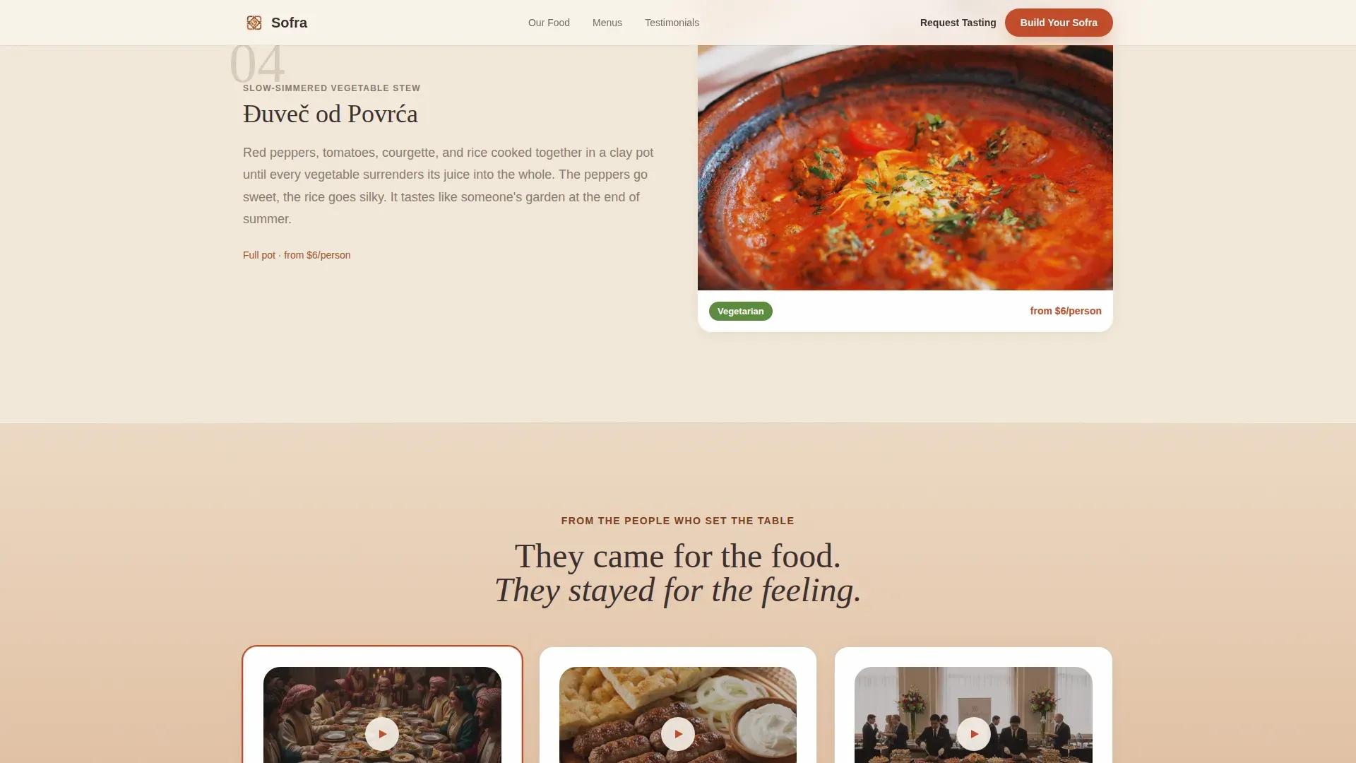 Authentic Bosnian Catering Landing Page Template
