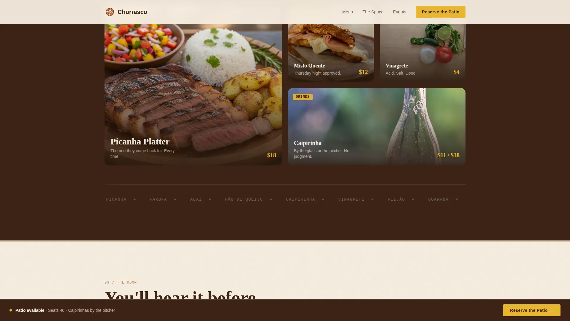 Modern Brazilian Grill | Free Website Template | Rocket