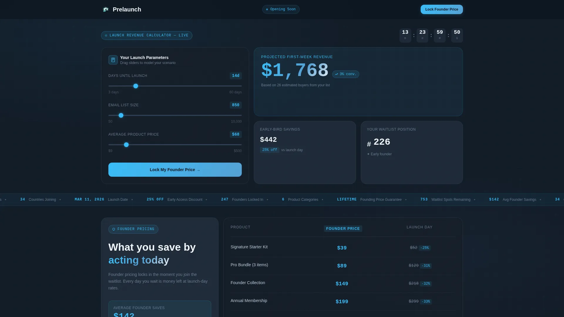 E-Commerce Store Pre-Launch Revenue Calculator Website Template