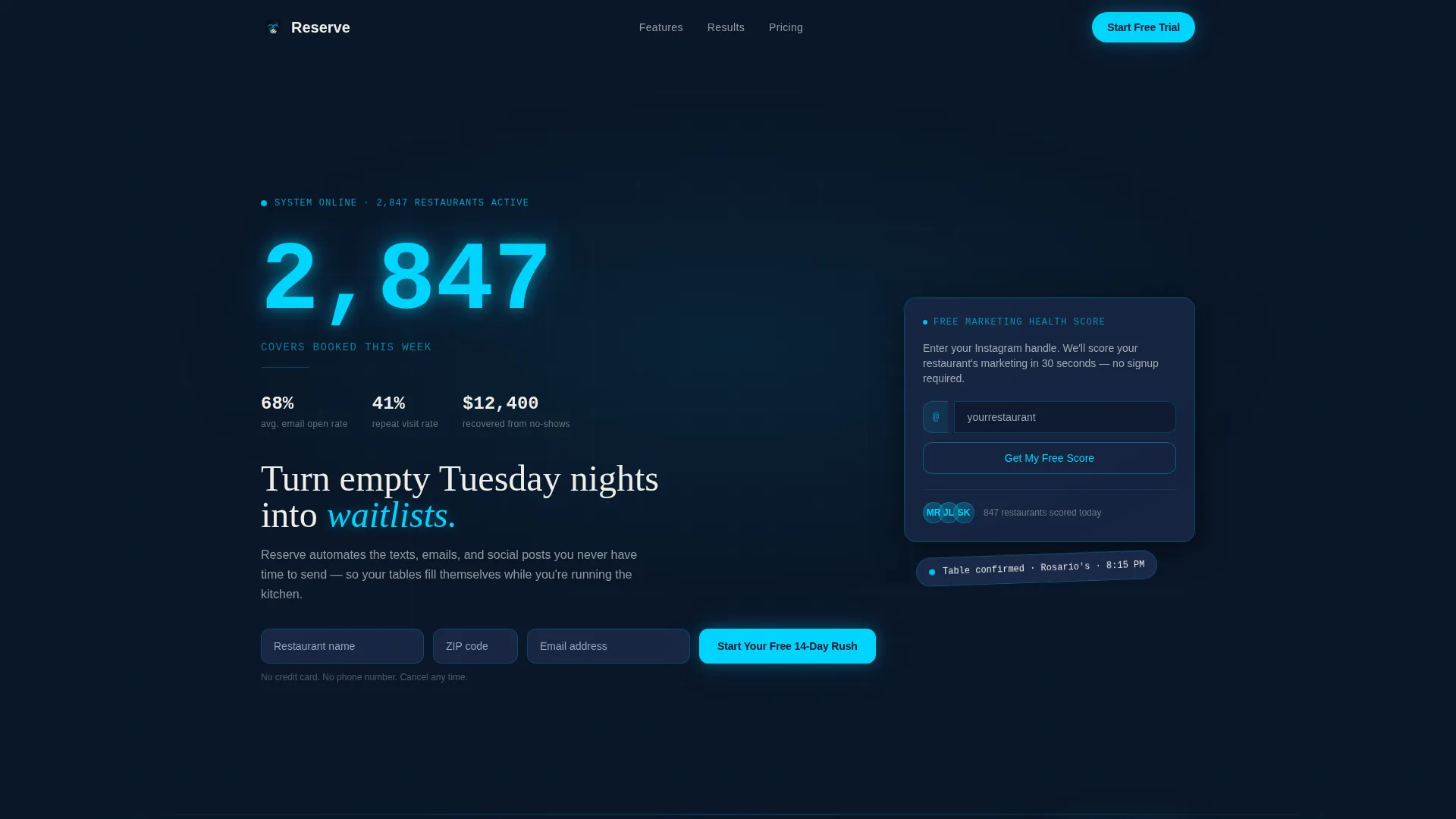 Restaurant Marketing Automation Landing Page Template