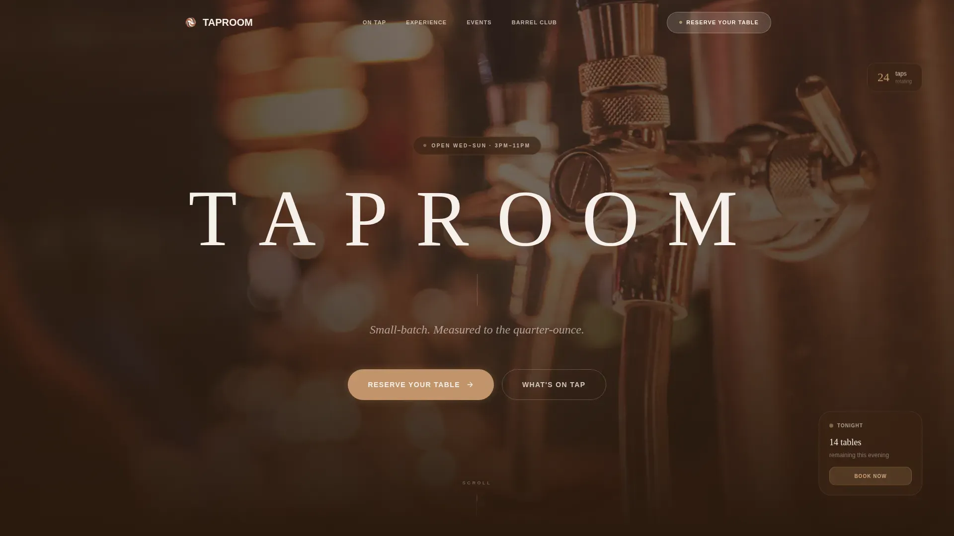 Craft Brewery Taproom Reservation & Beer Menu Website Template