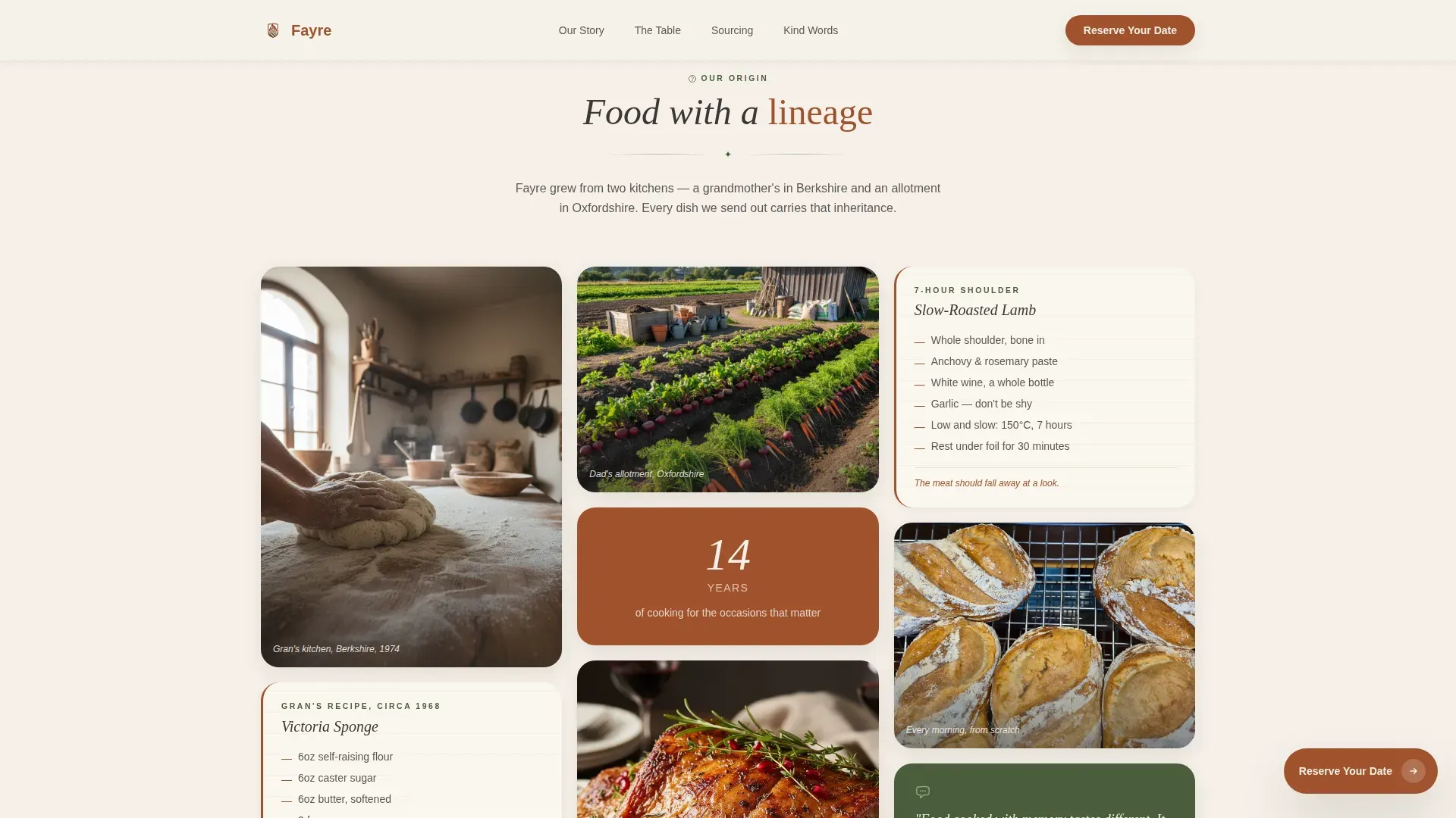 Bespoke Catering Services Landing Page Template